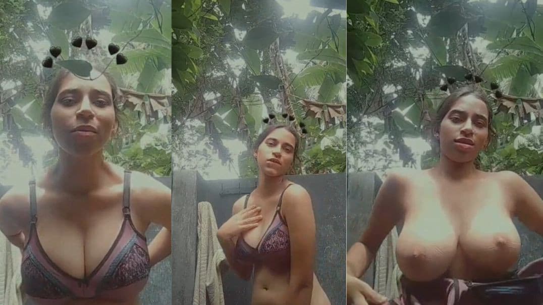 Sexy Busty Village Girl Shows Huge Boobs While Dancing Nude Outdoors