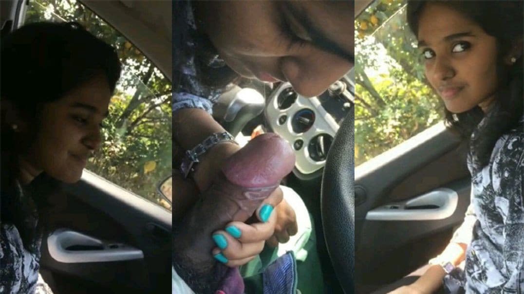 Dusky Babe Giving Blowjob and Fucked by Boyfriend In Car