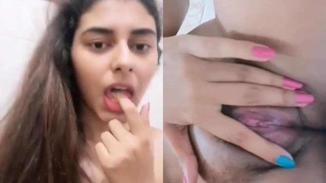 Beautiful Girl Licking Fingers, Rubbing & Spreading Pussy
