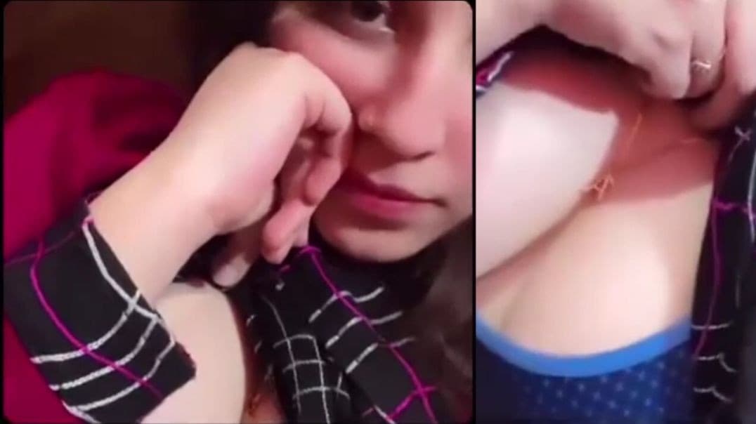 Beautiful Sexy Horny GF Teasing and Squeezing Her Big Boobs